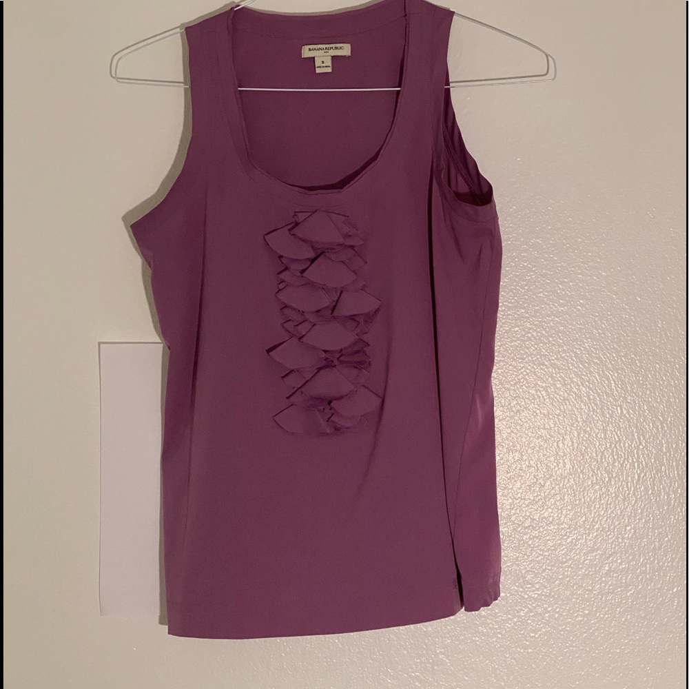 Sleeveless tank with front ruffle detail